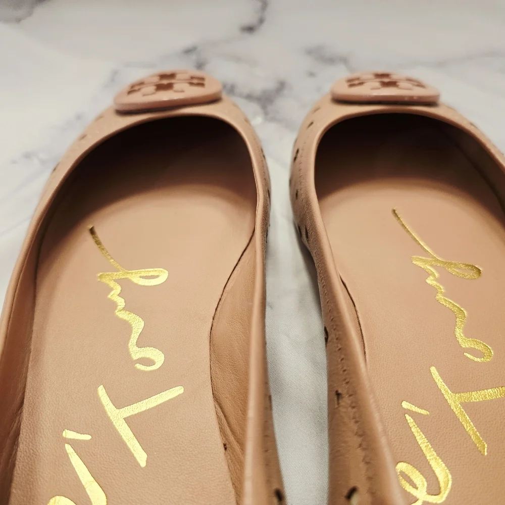 HTF Tory Burch Minnie Heart Cut-Out Ballet Flat Pink Moon Cream LIMITED EDITION